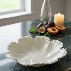 Vintage Lenox Hibiscus/Scalloped Dish - Made in USA - Ivory Fine China